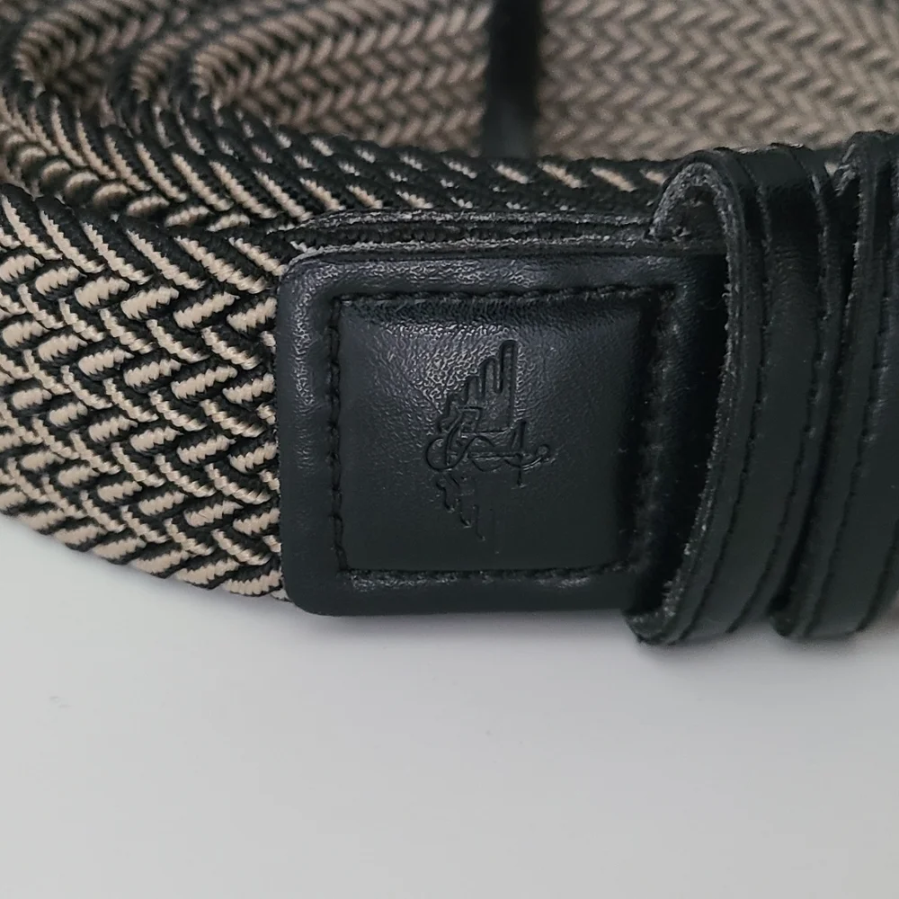 DOCKERS 2XL Belt black braided brown silver buckle‎ LIKE NEW